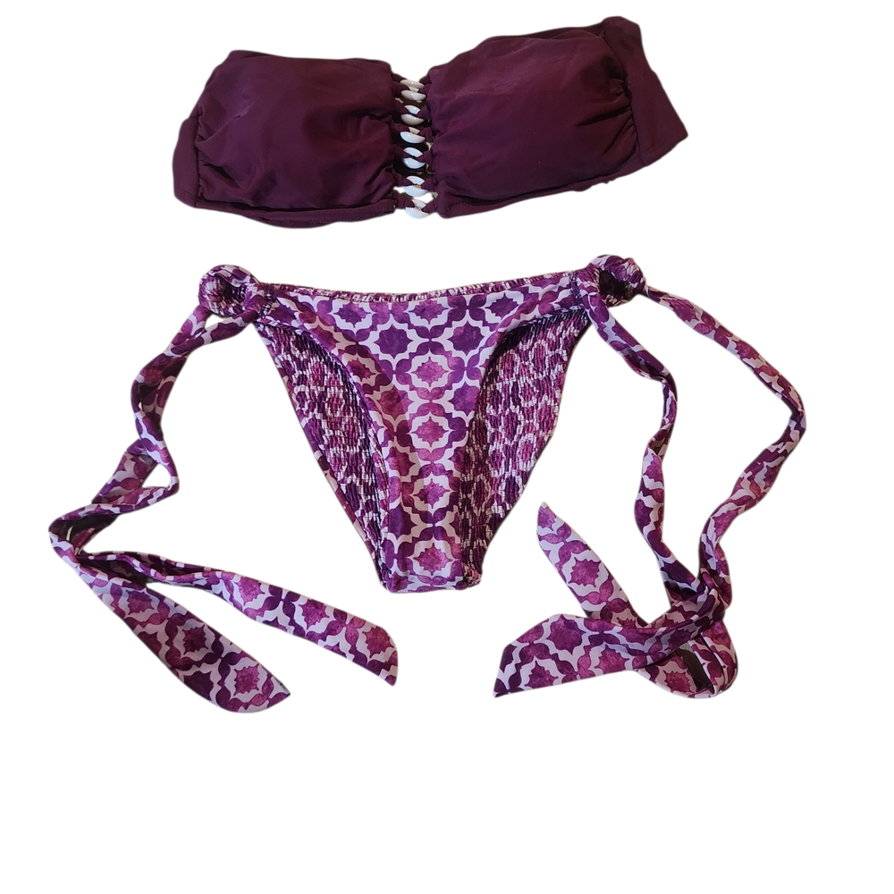 Purple Strapless Bikini Set